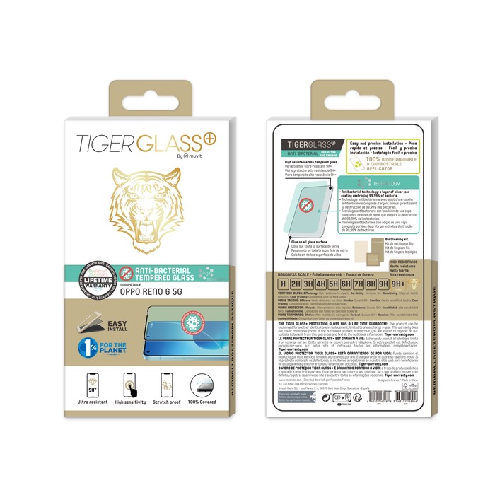 Image 2 TIGER GLASS PLUS VERRE TREMPE ANTIBACTERIEN RENO 6 5G 3663111158946 TGTPG0323 big