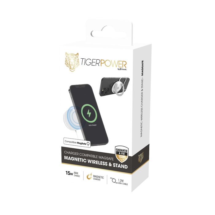 Image 5 TIGER POWER CHARGEUR SANS FIL MAGNETIQUE MAGSAFE FONCTION STAND 3663111170993 TGWIR0007 big