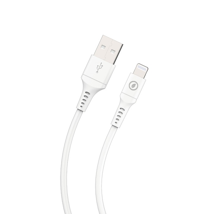 CABLE USB-A LIGHTNING 1,2M PLASTIQUE RECYCLE BLANC : ascendeo