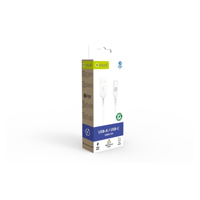 Image 3 CABLE USB-A USB-C 2M PLASTIQUE RECYCLE BLANC 3663111173376 MCUSC0031 big