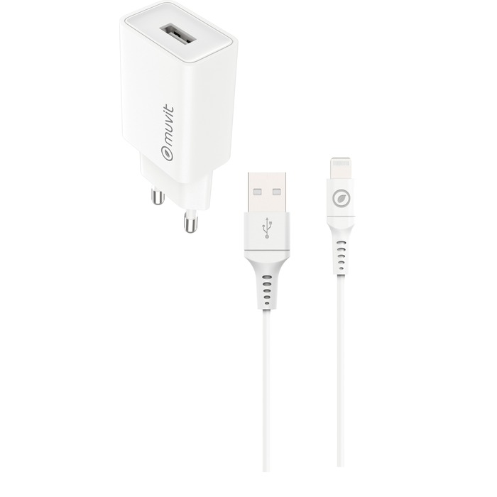 PACK CHARGEUR SECTEUR 12W + CABLE USB-A LIGHTNING BLANC : ascendeo