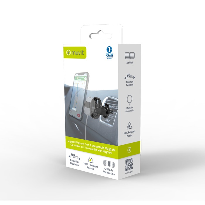Image 3 SUPPORT VOITURE UNIVERSEL 2EN1 AVEC BERCEAU MAGSAFE EN PLASTIQUE RECYCLE 3663111175615 MCCHL0023 big