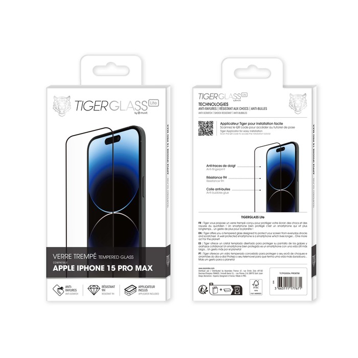 Pack Tiger Glass+ films écran & objectifs pour iPhone 15 Pro