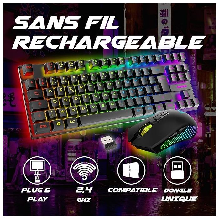 Image 2 COMBO GAMING SENTAI C03 WL CLAVIER TKL + SOURIS NOIR 3663111178975 AKSENC03WL big