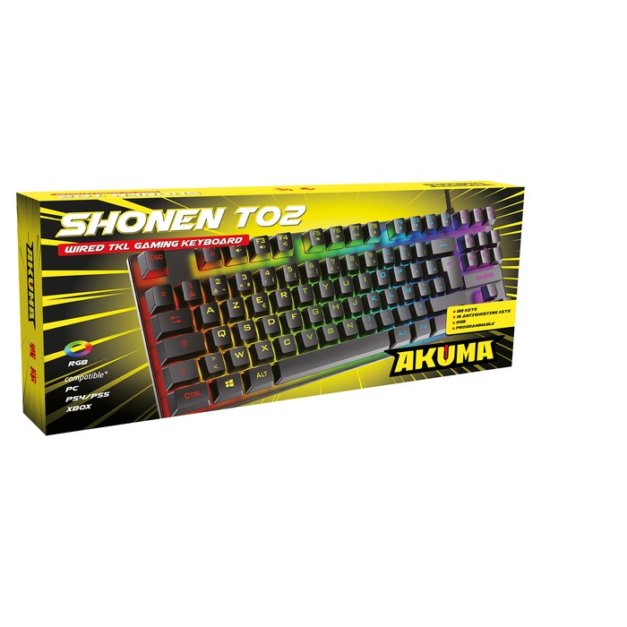 CLAVIER GAMING SHONEN T02 TKL 88 TOUCHES RETROECLAIRE MEMBRANE : ascendeo  grossiste Gaming Claviers