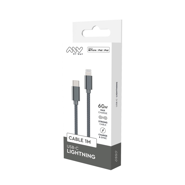 Image 2 CABLE TRESSE USB-C LIGHTNING 1M GRIS 3663111179323 MWUSC0069 big