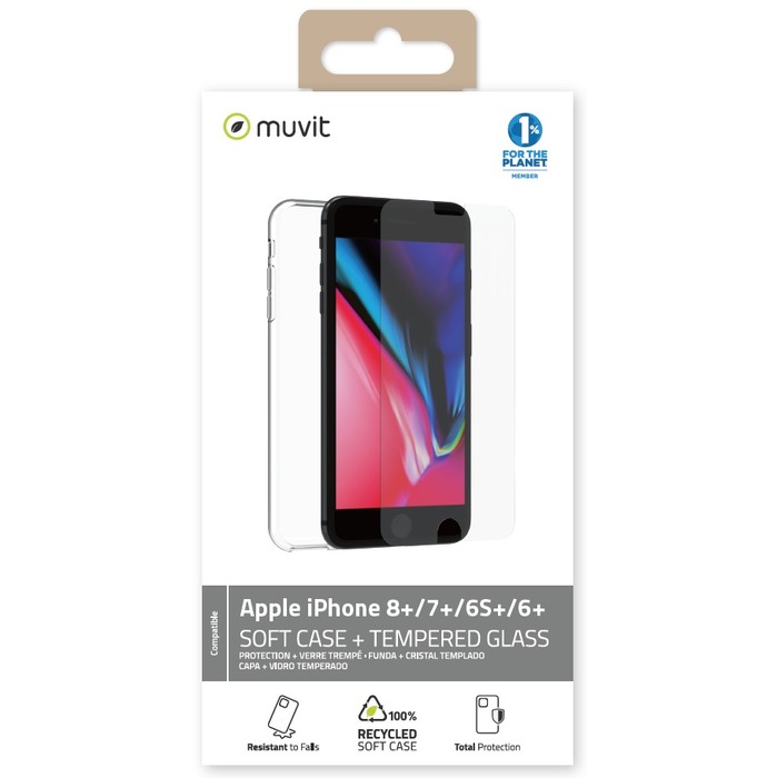 Image 2 PACK COQUE RECYCLE + VERRE TREMPE IPHONE 8+/7+/6S+/6+ 3663111179613 MCSTP0012 big