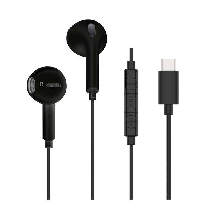 Image 1 ECOUTEURS USB-C PLASTIQUE RECYCLE NOIR 3663111182897 MCEPH0006 big