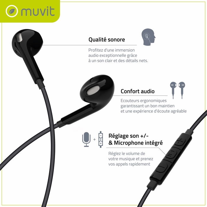 Image 3 ECOUTEURS USB-C PLASTIQUE RECYCLE NOIR 3663111182897 MCEPH0006 big