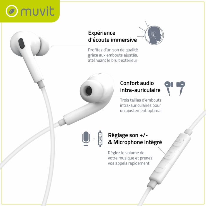 Image 3 ECOUTEURS INTRA USB-C PLASTIQUE RECYCLE BLANC 3663111182903 MCEPH0007 big