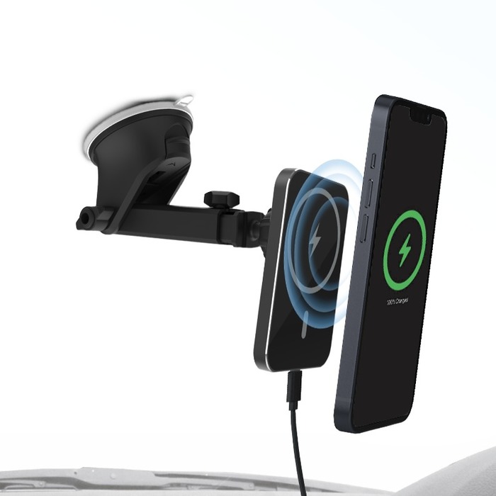 Image 1 SUPPORT VOITURE CHARGEUR MAGSAFE 15W PARE-BRISE & TABLEAU DE BORD EN PLASTIQUE RECYCLE 3663111184068 MCCHL0027 big