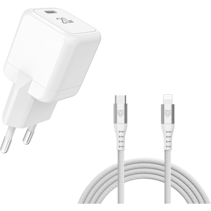 Image 1 TIGER POWER LITE PACK CHARGEUR SECTEUR GAN 20W + CABLE LIGHTNING BLANC 3663111184051 TGPAK0016 big