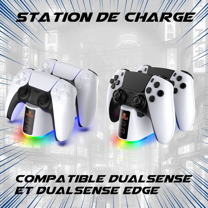 Station De Charge Rapide Double Pour Manettes PS5, Chargeur Secteur Avec 2 Ports