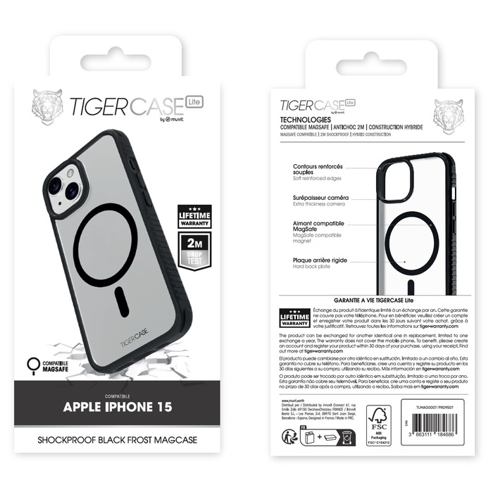 Image 3 TIGER CASE LITE COQUE MAGSAFE 2M NOIR TRANSLUCIDE IPHONE 15 3663111184686 TLMAG0007 big