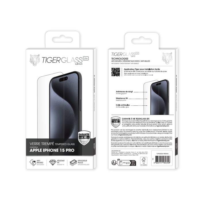 Image 1 TIGER GLASS LITE VERRE TREMPE IPHONE 15 PRO 3663111184358 TLTPG0049 big
