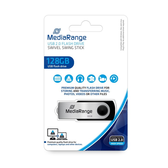 Image 1 CLE USB2.0 128GO NOIR SWIVEL 4260459613329 MDR13329 big