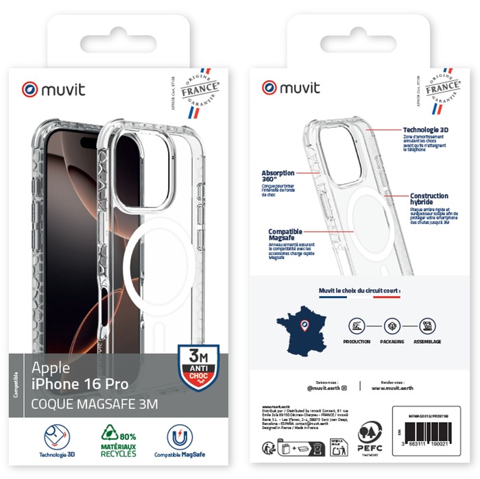 Image 2 COQUE TRANSPARENTE MAGSAFE 3M IPHONE 16 PRO 3663111190021 MFMAG0013 big