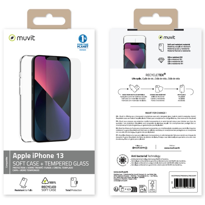 Image 2 PACK COQUE RECYCLETEK + VERRE TREMPE IPHONE 13 3663111194234 MCSTP0013 big