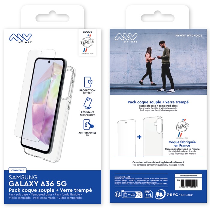 Image 2 PACK COQUE SOUPLE + VERRE TREMPE SAMSUNG GALAXY A36 5G 3663111195163 MWFSP0035 big