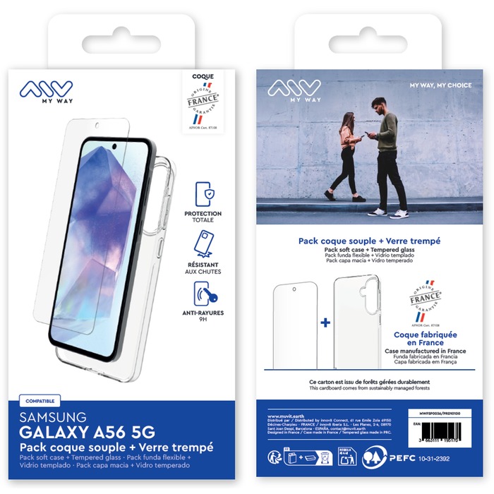 Image 2 PACK COQUE SOUPLE + VERRE TREMPE SAMSUNG GALAXY A56 5G 3663111195170 MWFSP0036 big