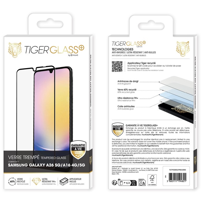 Image 2 TIGER GLASS PLUS VERRE TREMPE RECYCLE SAMSUNG GALAXY A26 5G/A16 4G/5G 3663111194821 TGTPG0605 big