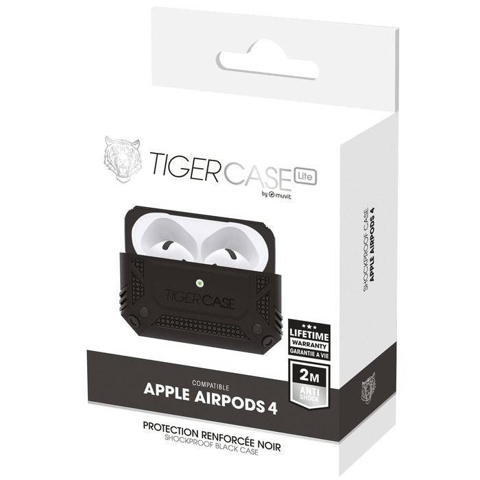 Image 2 TIGER CASE LITE BOITIER ANTICHOC 2M AIRPODS 4 NOIR 3663111195569 TLAPC0002 big