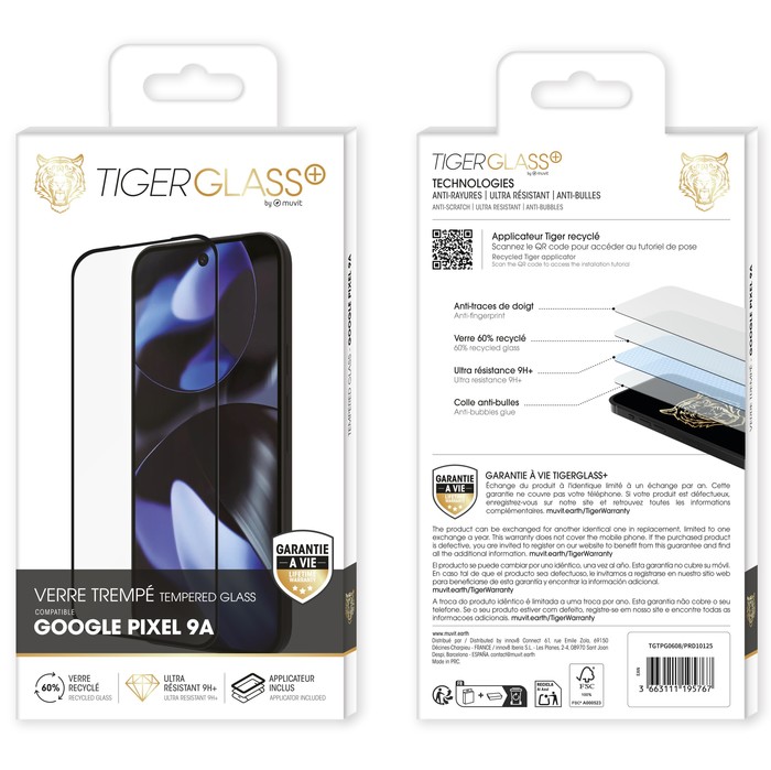 Image 2 TIGER GLASS PLUS VERRE TREMPE RECYCLE GOOGLE PIXEL 9A 3663111195767 TGTPG0608 big