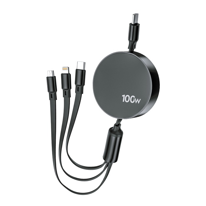 Image 1 CABLE RETRACTABLE USB-C 3 EN 1 100W 1,2M 3663111196269 MWUSC0090 big