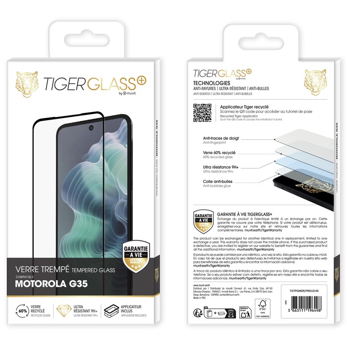 Image 2 TIGER GLASS PLUS VERRE TREMPE RECYCLE MOTOROLA G35 3663111196498 TGTPG0609 big