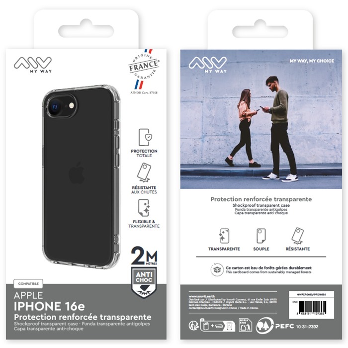 Image 2 COQUE RENFORCEE 2M TRANSPARENTE IPHONE 16E 3663111197365 MWFCR0010 big