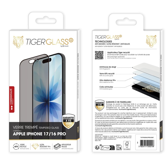 Tiger Glass Plus Verre Trempé 9H+ Apple iPhone 11 Pro - Protection écran - | Muséericorde