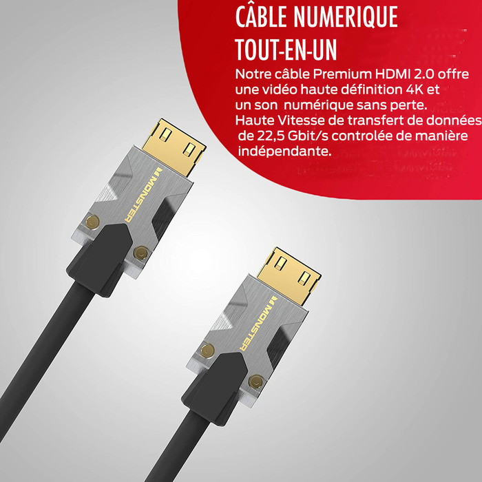CABLE HDMI M1000 UHD 4K HDR 22.5GBPS 3M : ascendeo grossiste Câbles HDMI