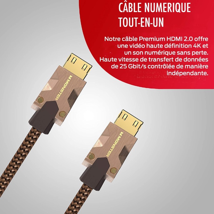 CABLE HDMI M2000 UHD 4K HDR10+ 25GBPS 3M : ascendeo grossiste Câbles HDMI