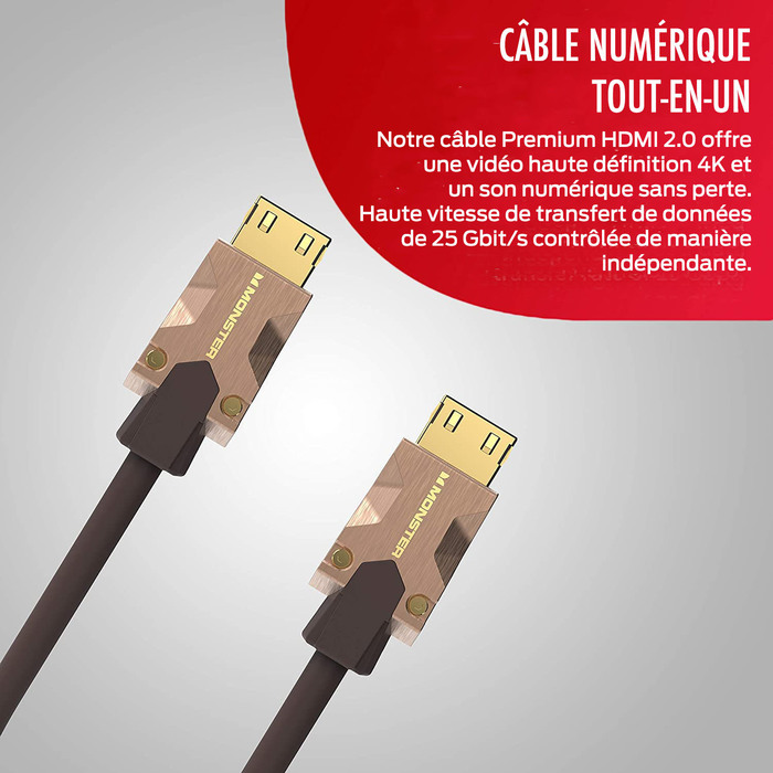 CABLE HDMI M2000 UHD 4K HDR10+ 25GBPS 5M : ascendeo grossiste Câbles HDMI