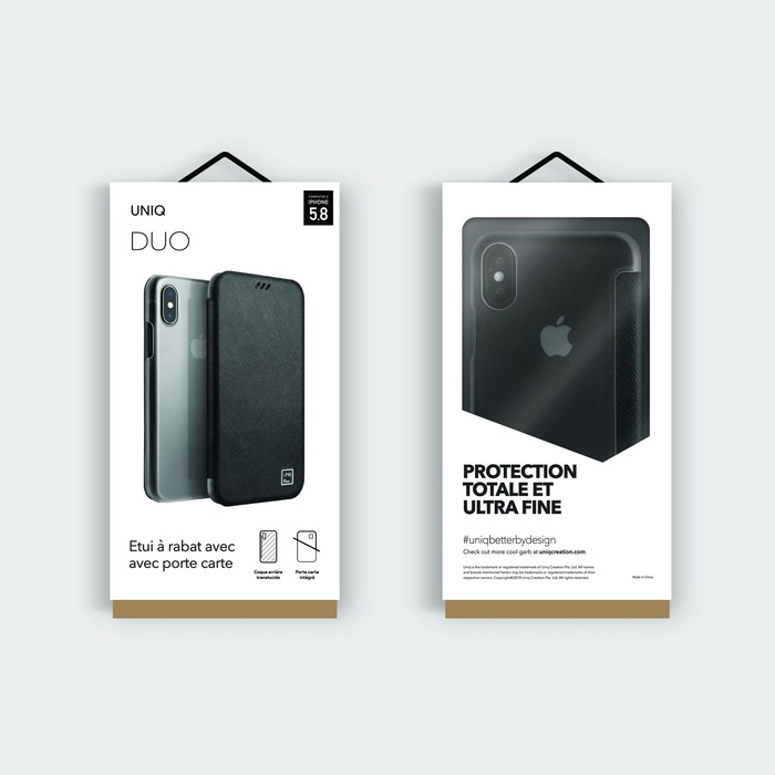 Folio Flipcase Duo Noire Pour Iphone X Xs Ascendeo Grossiste Coques