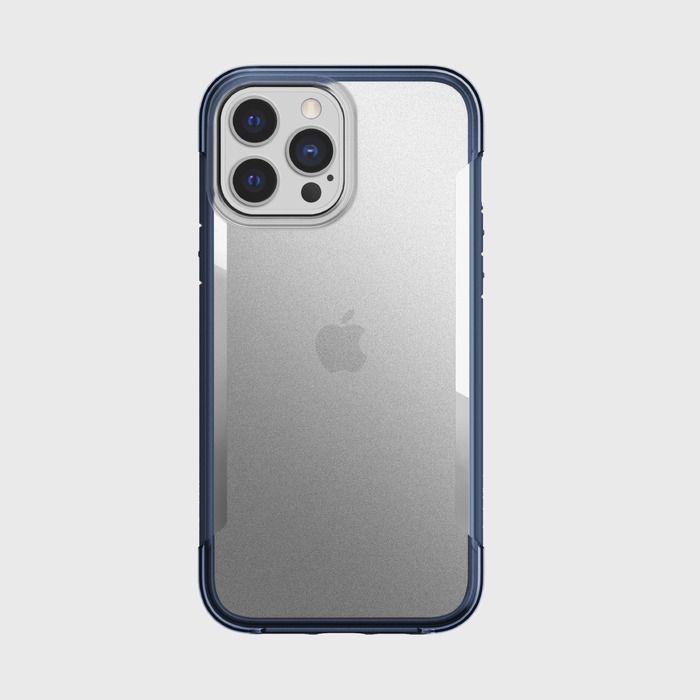 Coque antichoc iPhone 13 Pro Max Bleu Bi-Matière avec dos fumé