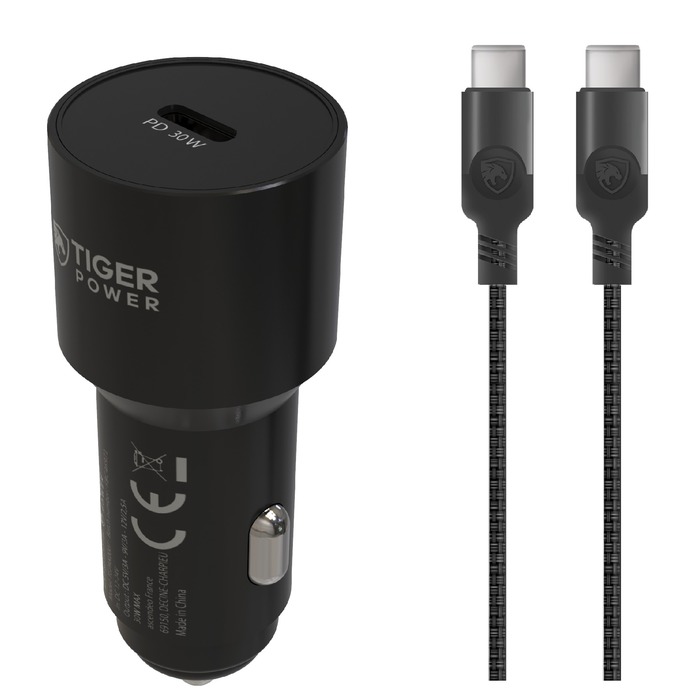 PACK CHARGEUR VOITURE 2 USB 12W 12-24V + CABLE USB VERS TYPE-C 1M NOIRS -  JAYM® (JMCOMBO004)