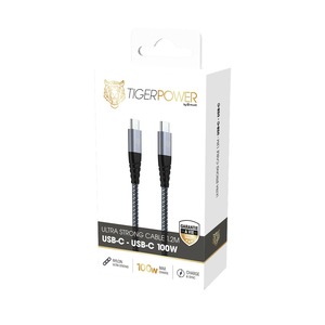 Image secondaire de TIGER POWER CABLE ULTRA RESISTANT USB-C USB-C 100W 1,2M GRIS