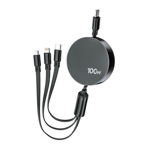 CABLE RETRACTABLE USB-C 3 EN 1 100W 1,2M