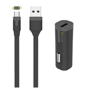 TAB PACK CHARGEUR VOITURE 1USB+CABLE 1A USB/MICRO-USB 1M NOIR