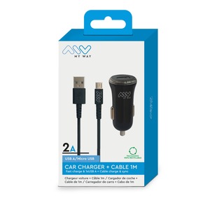 MYWAY PACK CHARGEUR VOITURE 2A + CABLE MICRO USB 1M NOIR