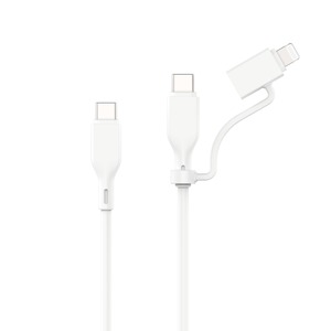 CABLE 2EN1 USB-C VERS USB-C/LIGHTNING 1M BLANC