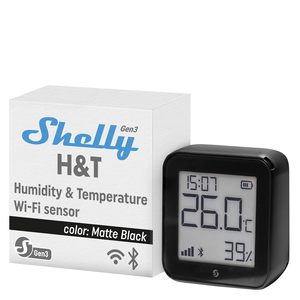 Shelly - Capteur de température et d'humidité connecté - Wi-Fi&Bluetooth - Thermomètre & Hygromètre - Noir