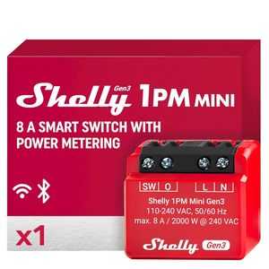 Shelly 1PM Mini Gen3 - Micromodule Relais interrupteur connecté Wi-Fi & Bluetooth - Compteur de consommation d'énergie