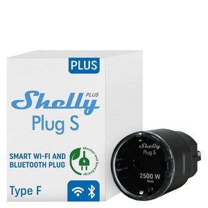 Shelly Plus Plug S - Prise connectée Wi-Fi programmable 12A - 2500 W - Horaires & Minuteur - Compteur de conso - Noir