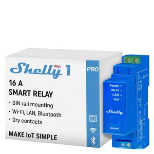 Shelly Pro 1 - Relais professionnel connecté - Interrupteur sans fil - 1 canal 16A - LAN, Wi-Fi et Bluetooth - Contacts secs - Rail DIN