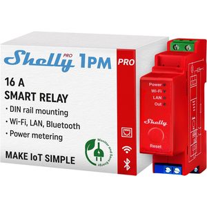 Shelly Pro 1PM - Relais professionnel connecté 16A - Interrupteur sans fil - Compteur de consommation d'énergie - LAN, Wi-Fi & Bluetooth