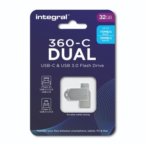 Clé USB 2 en 1 INTEGRAL 360-C (connecteurs USB3.0 et USB-C) 32Go