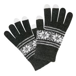 DARK GREY TACTILE GLOVES WITH PATTERN WINTER