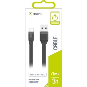 TAB CABLE PLAT 3A USB/TYPE C 1M NOIR